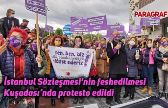 İstanbul Sözleşmesi'nin feshedilmesi Kuşadası’nda protesto edildi