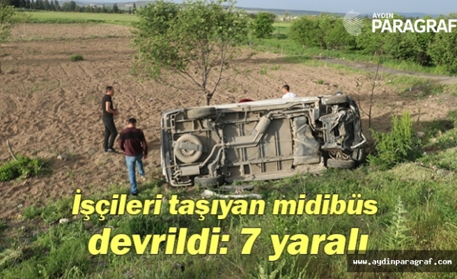 İşçileri taşıyan midibüs devrildi: 7 yaralı