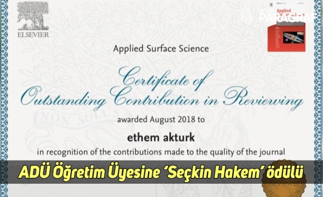 ADÜ Öğretim Üyesine ‘Seçkin Hakem’ ödülü