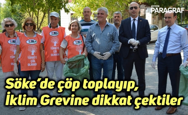 Söke’de çöp toplayıp, İklim Grevine dikkat çektiler
