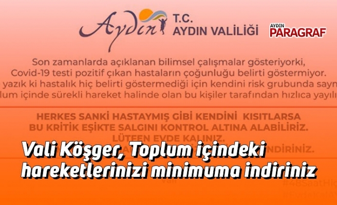 Vali Köşger, Toplum içindeki hareketlerinizi minimuma indiriniz