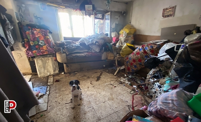 Çevreye kötü koku yayılan evden 2 kamyon çöp çıktı