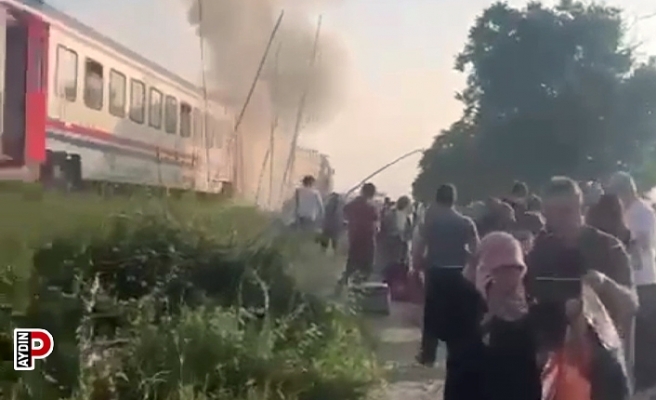 Yolcu trenin vagonu alev alev yandı
