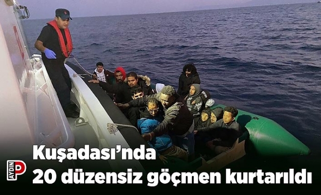 Kuşadası’nda 20 düzensiz göçmen kurtarıldı