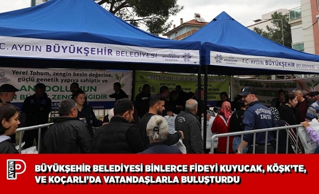 BÜYÜKŞEHİR BELEDİYESİ BİNLERCE FİDEYİ KUYUCAK, KÖŞK’TE, KARACASU VE KOÇARLI’DA VATANDAŞLARLA BULUŞTURDU