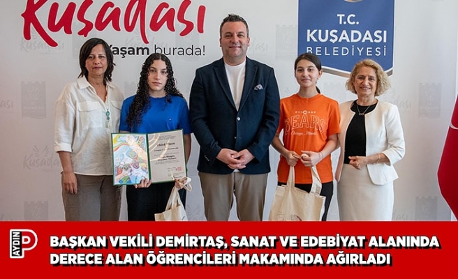 BELEDİYE BAŞKAN VEKİLİ TAHSİN DEMİRTAŞ, SANAT VE EDEBİYAT ALANINDA DERECE ALAN ÖĞRENCİLERİ MAKAMINDA AĞIRLADI