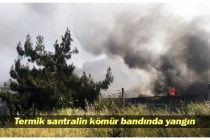 Termik santralin kömür bandında yangın