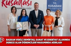 BELEDİYE BAŞKAN VEKİLİ TAHSİN DEMİRTAŞ, SANAT VE EDEBİYAT ALANINDA DERECE ALAN ÖĞRENCİLERİ MAKAMINDA AĞIRLADI