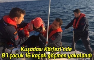 Kuşadası Körfezi’nde 8’i çocuk 16 kaçak göçmen...