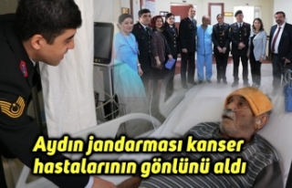 Aydın jandarması kanser hastalarının gönlünü...