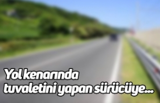 Yol kenarında tuvaletini yapan sürücüye...