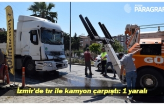 İzmir'de tır ile kamyon çarpıştı: 1 yaralı