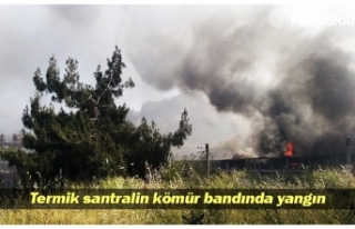 Termik santralin kömür bandında yangın