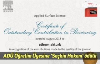 ADÜ Öğretim Üyesine ‘Seçkin Hakem’ ödülü