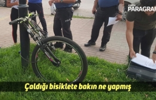 Çaldığı bisiklete bakın ne yapmış