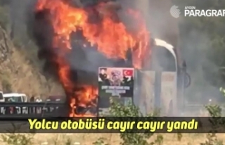 Yolcu otobüsü cayır cayır yandı