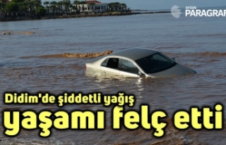 Didim'de şiddetli yağış yaşamı felç etti