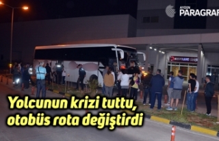 Yolcunun krizi tuttu, otobüs rota değiştirdi