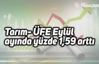 Tarım- ÜFE Eylül ayında yüzde 1,59 arttı