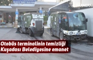 Otobüs terminalinin temizliği Kuşadası Belediyesine...