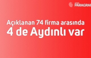 Açıklanan 74 firma arasında 4 de Aydınlı var