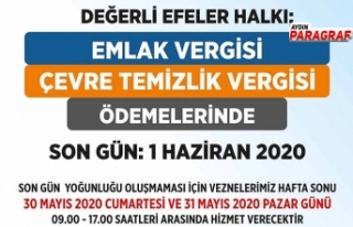 Emlak vergileri hafta sonu da ödenebilecek