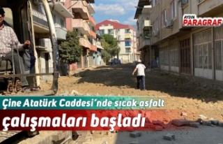 Çine Atatürk Caddesi’nde sıcak asfalt çalışmaları...