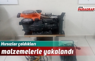 Hırsızlar çaldıkları malzemelerle yakalandı