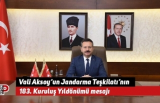 Vali Aksoy’un Jandarma Teşkilatı’nın 183. Kuruluş...