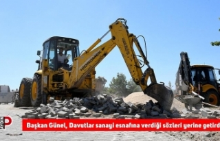 Başkan Günel, Davutlar sanayi esnafına verdiği...