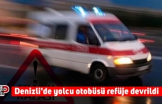 Denizli'de yolcu otobüsü refüje devrildi