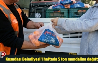 Kuşadası Belediyesi 1 haftada 5 ton mandalina dağıttı