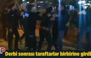 Derbi sonrası taraftarlar birbirine girdi