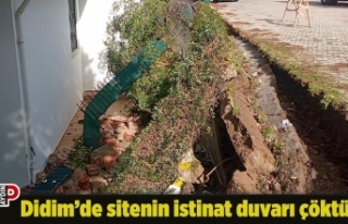 Didim’de sitenin istinat duvarı çöktü