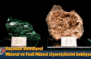 Kuşadası Belediyesi Mineral ve Fosil Müzesi ziyaretçilerini...