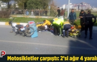 Motosikletler çarpıştı: 2’si ağır 4 yaralı