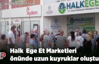 Halk Ege Et Marketleri önünde uzun kuyruklar oluştu