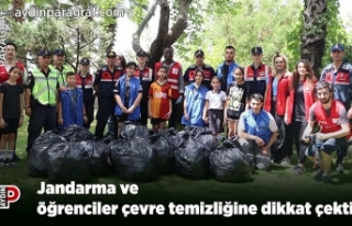 Jandarma ve öğrenciler çevre temizliğine dikkat...