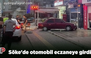Söke'de otomobil eczaneye girdi