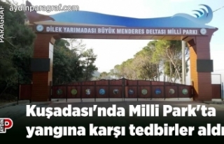 Kuşadası'nda Milli Park'ta yangına karşı...