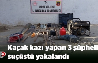 Kaçak kazı yapan 3 şüpheli suçüstü yakalandı