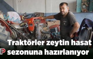 Traktörler zeytin hasat sezonuna hazırlanıyor
