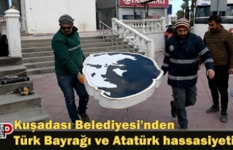 Kuşadası Belediyesi'nden Türk Bayrağı ve Atatürk hassasiyeti