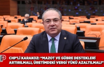 CHP’Lİ KARAKOZ: “MAZOT VE GÜBRE DESTEKLERİ ARTIRILMALI, ÜRETİMDEKİ VERGİ YÜKÜ AZALTILMALI”