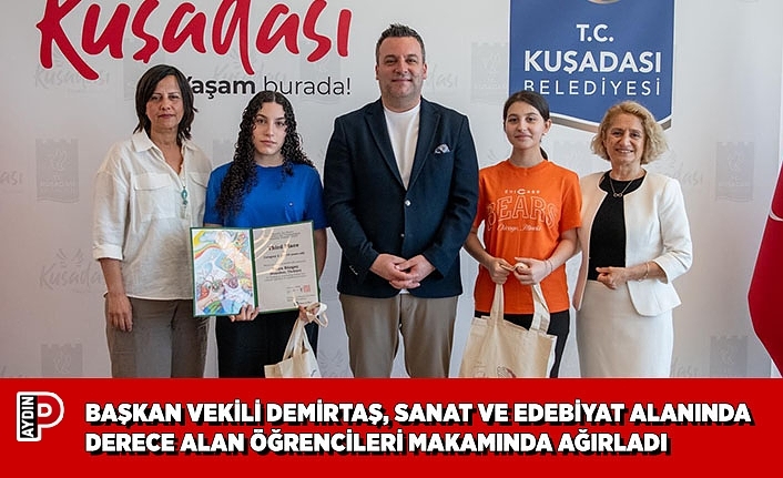 BELEDİYE BAŞKAN VEKİLİ TAHSİN DEMİRTAŞ, SANAT VE EDEBİYAT ALANINDA DERECE ALAN ÖĞRENCİLERİ MAKAMINDA AĞIRLADI